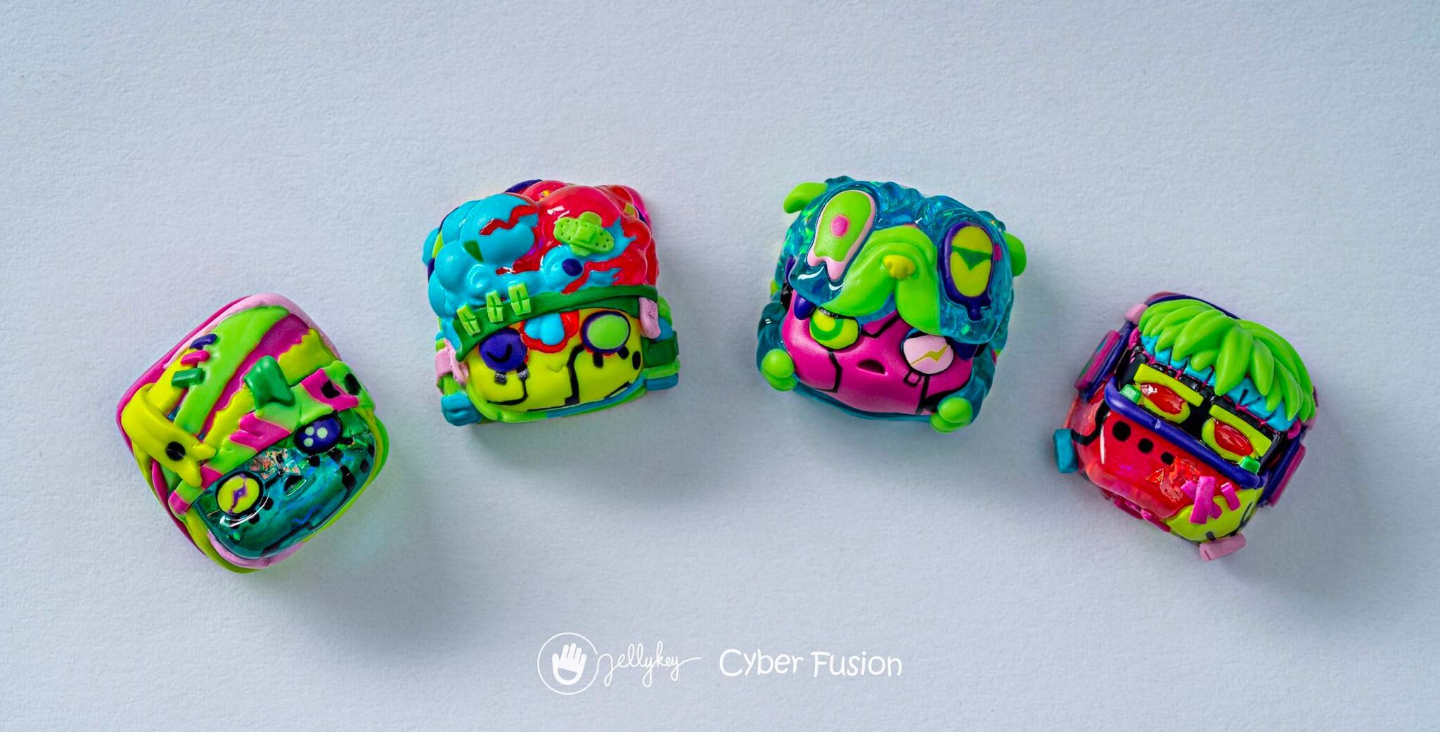 jellykey raffle neon matrix customs keycaps 16