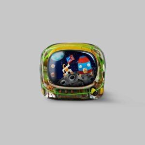 retro tv series – life on planets artisan keycap 045